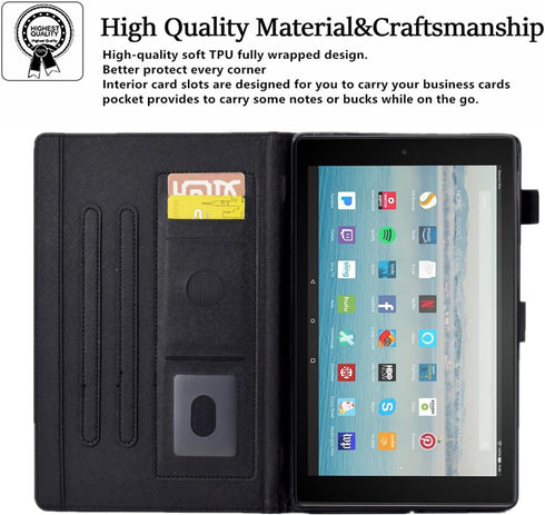 BYCeKe 10 (9th/7th/5th 2019/2017/2015 10 9th Generation/7th Case for Fire HD Tablet Generation, Release), PU Leather