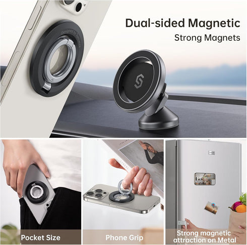 SYNCWIRE Magnetic Phone Ring Holder for iPhone 15/14/13/12 Pro Max - Compatible with MagSafe Accessories.