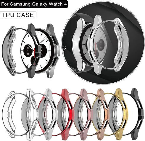 ikasus Galaxy Watch 4 Classic 42MM Case, Plated TPU Bumper Cover, Silicone Shock-Proof Protector for Samsung Watch