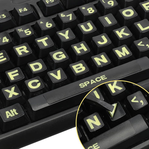 Qulkws 2 PCS Universal English Large Lettering Keyboard Stickers, English Keyboard Stickers, Big Bright Yellow