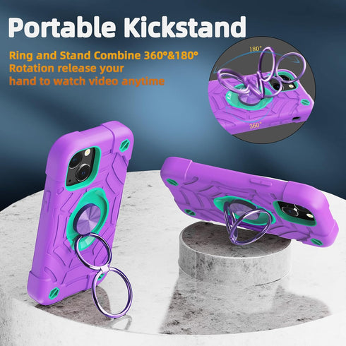 KCJ Heavy-Duty Military Grade Case for iPhone 13 Mini/iPhone 12 Mini (5.4") with Ring Holder, 2 Screen Protectors & 1