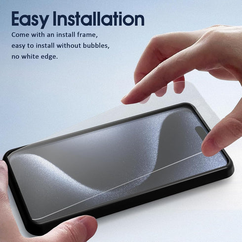 Ambison Matte Glass Screen Protector for iPhone 15 Pro Max (2 Pack) - Anti-Glare, Bubble-Free, 6.7" Install Frame, 2023