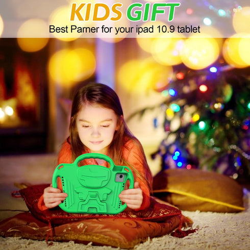 AVAWO Kids Case for iPad 10th 10.9 Inch/iPad Air 5/4, with Shoulder Strap, Adjustable Kickstand, Green