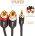 Amazon Basics 3.5 Aux to 2 x RCA Adapters, Audio Cable for Amplifiers, Active Speakers (15 Feet/4.6 m, Black)