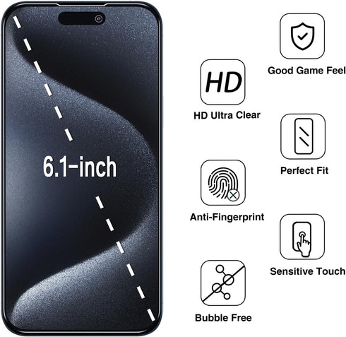 2 Pack Privacy Screen Protector for iPhone 14 Pro, Anti-Spy Tempered Glass 6.1-inch, Anti Scratch, Bubble Free