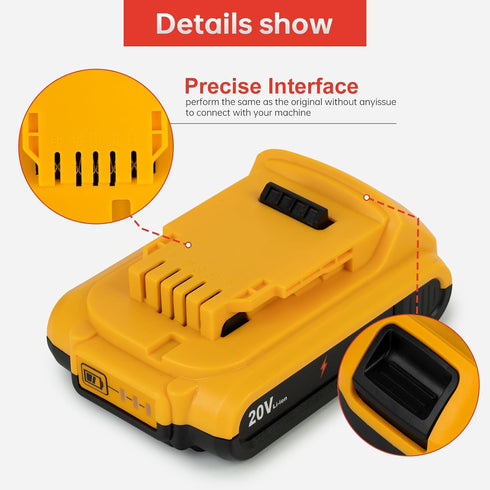 20V 2000mAh Replacement Battery for DEWALT Electric Garden Tools, Compatible with Original Charger