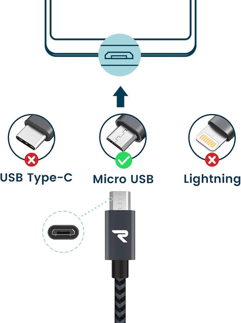 RAMPOW Micro USB Cable 10ft, Extra Long Charging Cord, QC 3.0 Fast Charge & Sync USB Cable, Braided Android Charger Cable for Samsung Galaxy S7 Edge S6 S5, Moto, LG G4, HTC - Space Gray by RAMPOW