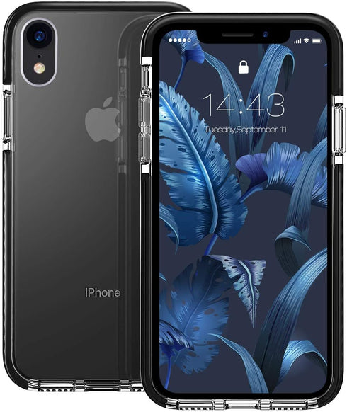 MATEPROX Clear Thin Slim Case for iPhone XR - Anti-Yellow, Anti-Slippery, Shockproof Bumper (Black)