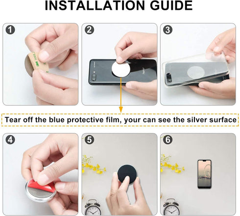 Pack of 2 Wall Mounted Phone Magnet, Large Size Magnetic Phone Attachment Sticker Universal Cellphone Wall Mount