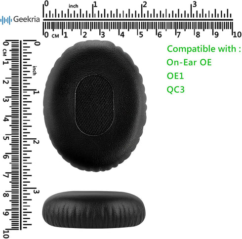 Geekria QuickFit Replacement Ear Pads for Bose OE, OE1 Headphones, Black Ear Cushions, Headset Earpads, Repair Parts