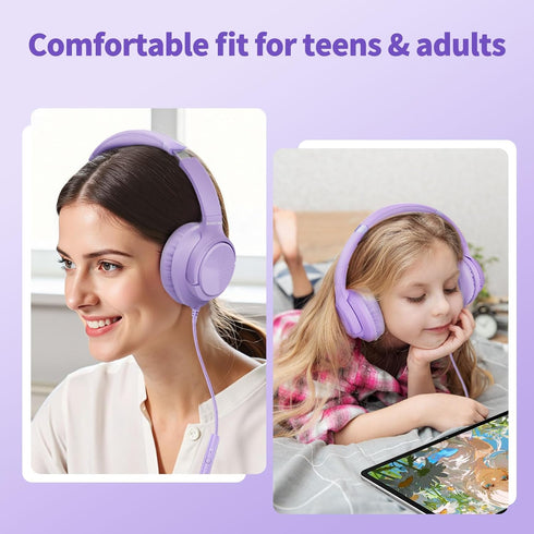 3.5mm 4.9ft MP3/4, Botesty Sound Headphones Wired with Microphone, Over Ear Foldable Plug in Headphones