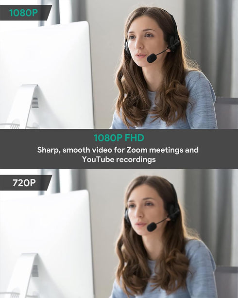 WEUNKNOWN 1080p Webcam with Dual Stereo Microphones & Privacy Cover, Full HD USB Desktop Web Computer Camera with Auto