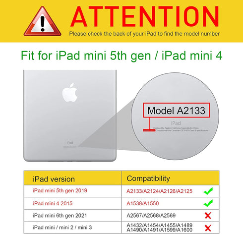Fintie Case for iPad Mini 5th Generation 2019 / iPad Mini 4 (7.9 Inch) - Multi-Angle Viewing Smart Folio Cover with
