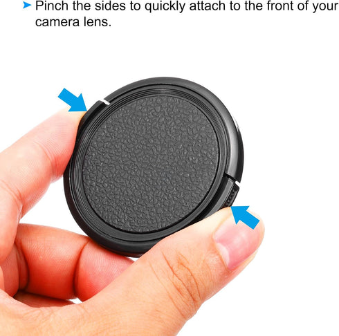 PATIKIL 52mm Lens Cap, 5 Pack Sides Pinch Snap Cover for Front Lens with Cloth, Suitable for Universal DSLR Lenses