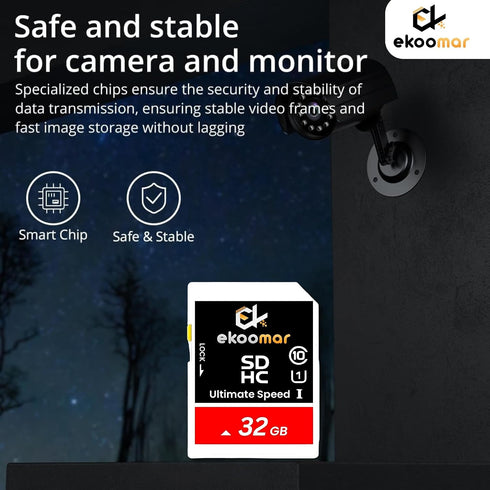 Ekoomar 10, 100MB/s 32GB (Pack 1) Card - Class High-Speed Memory Card with for Digital Camera, Dash Cam, & Video
