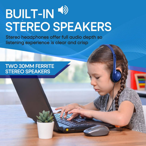12 Pack Set 3.5mm 12 Pack) Classroom Headphones Bulk Class for School Students Kids and Adult -Sturdy Wired Plug (Blue