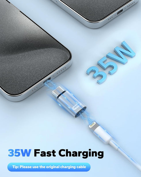MoKo Lightning Female to USB C Male Adapter 2 Pack, Fast Charging/Data Transfer for iPhone 15 Series, NOT for Audio