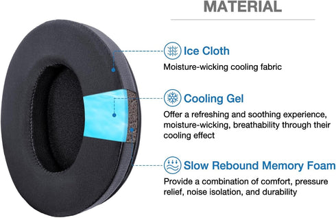 HD280 Pro Cooling Gel Replacement Pads - Compatible with Sennheiser HD280 Series HD280-Pro HD281 HMD280 HMD281 - Ice Cloth Cover & Infused Memory Foam