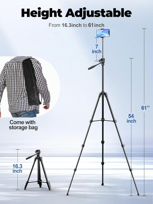 EMART 61 Phone Tripod Stand with Flexible Gooseneck, Portable Tripod for iPhone and Camera, Overhead Cellphone Holder