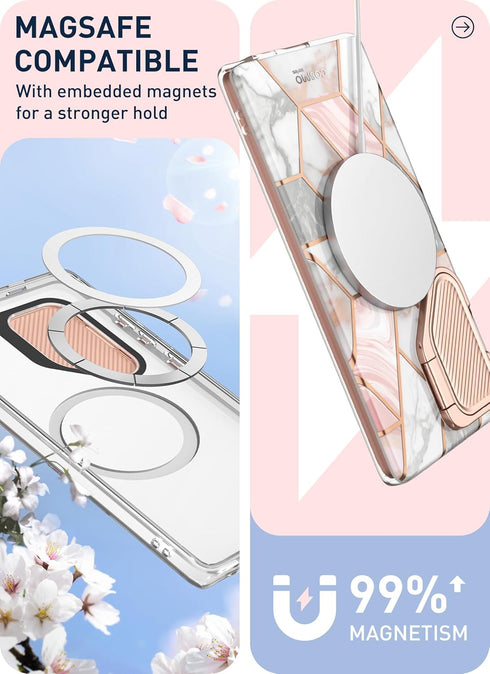 i-Blason Cosmo Case for Samsung Galaxy S24 Ultra - Slim Marble Design, Built-in Screen Protector, Kickstand, S Pen &