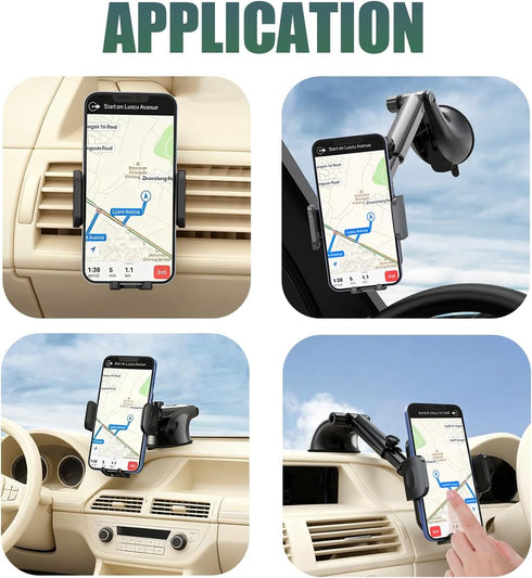 TNAIYH 360 Car Phone Holder, Strong Suction Cup Vehicle Windshield Dashboard Air Vent Cellphone Mount, Rotating