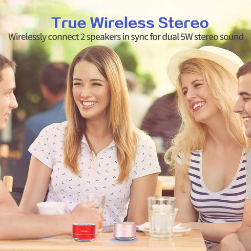 LENRUE A2 Portable Wireless Bluetooth Speaker with Lights and Lanyard, Mini Metal Speakers for Home Outdoor