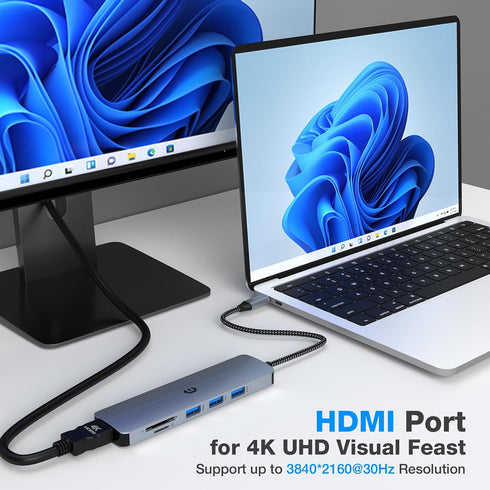 Tymyp 6 1 3.0 3.0) USB C Hub, in USB C Dock for Mac Pro/Air, High-Performance USB Docking Station for Dell, Surface