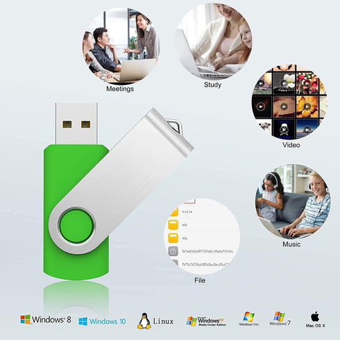 KOOTION 5 1GB Pack 2.0(5 X USB Flash Drives Thumb Drives Memory Stick USB Colors: Black Blue Green Purple Red)