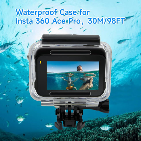 SHOOT Waterproof Housing Case for Insta 360 Ace Pro Diving Protective Underwater Shell with Quick Release Bracket & Thumbscrew Accessories