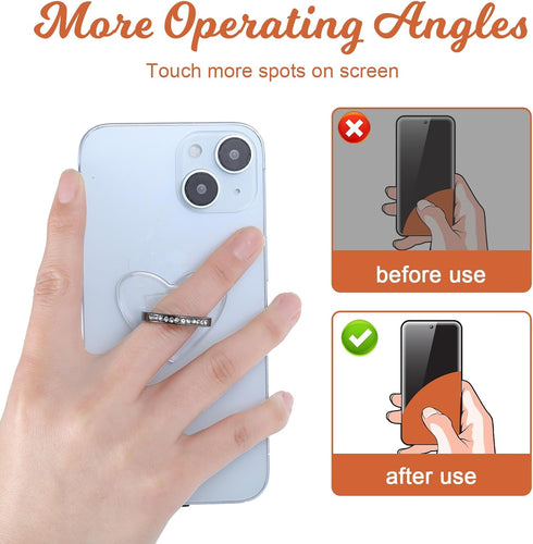 simarro 4Pcs Setting 360 Transparent Phone Ring Holder, Heart Diamond Ring Phone Holder Degree Rotation Compatible wif