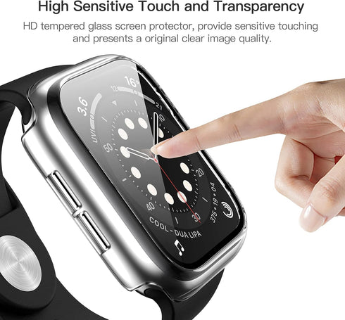 Haojavo 5 Pack Case with Tempered Glass Screen Protector for Apple Watch Series 9 8 7 41mm, Slim Fit Cover