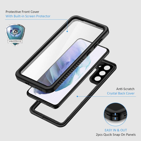 Lanhiem IP68 Waterproof Dustproof Case for Samsung Galaxy S21, Rugged Shockproof Cover with Screen Protector