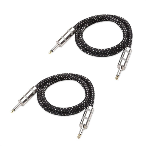 Cable Matters 2-Pack Premium Braided 12 AWG 1/4 Inch Speaker Cable 3 ft with 6.35mm TS Connector by Cable Matters