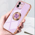 Omorro Rose Gold iPhone 11 Case for Women with Kickstand Ring Holder, 360 TPU Rotation Rings, Slim Luxury Case (Purple)