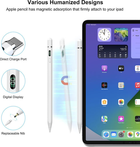 Pencil 1st Generation for Apple - Stylus Pen for iPad (2018-2023) with USB C Charging, Palm Rejection
