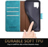 SUANPOT RFID Blocking Leather Wallet Case for Samsung Galaxy A12, Flip Folio Book Phone Case, Shockproof Cover (Blue