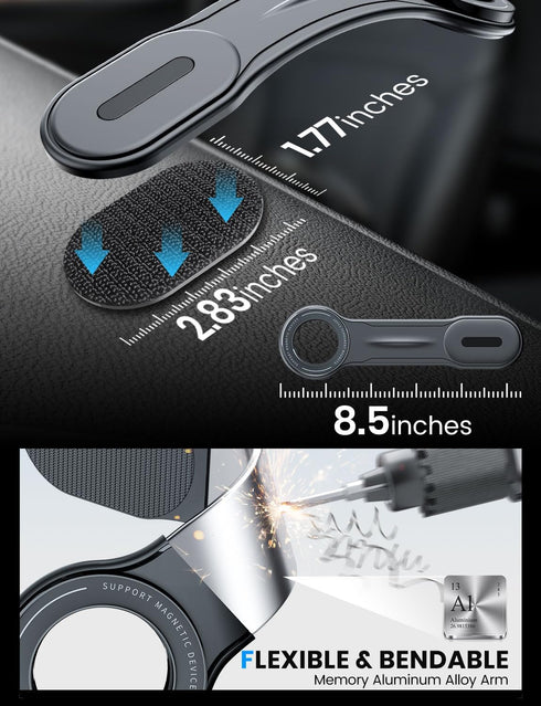 eSamcore Detachable MagSafe Car Mount, Bendable Aluminum Arm Magnetic Phone Holder with 20 Strong Magnets
