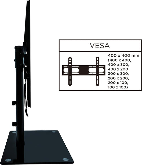Ematic 22-55-Inch Universal Table Top TV Stand for LCD Screens with Tempered Glass Base