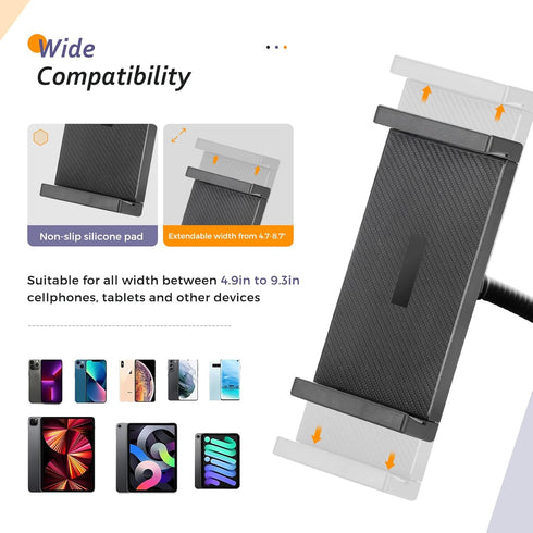 Aureday 67 4.7-12.9 Adjustable Tripod Stand, Height, Tablet Holder for iPad mini/Air/Pro, Kindle, Switch, Smartphones