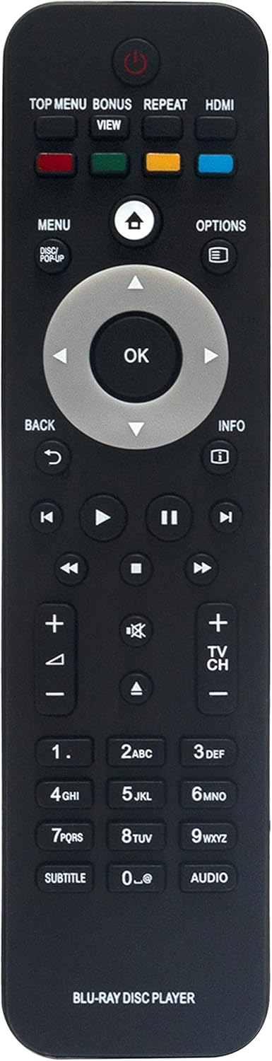 Replaced Remote for Philips BLU-RAY Disc Player BDP3000, BDP2500, BDP3010, BDP5406, and more
