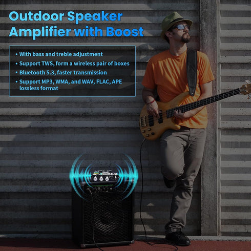 2 Pack ZK-1001U 5.3 100W 9-24V Bluetooth Mono Amplifier Board with TWS & Boost Circuit, Mini Audio Amp for Home Outdoor