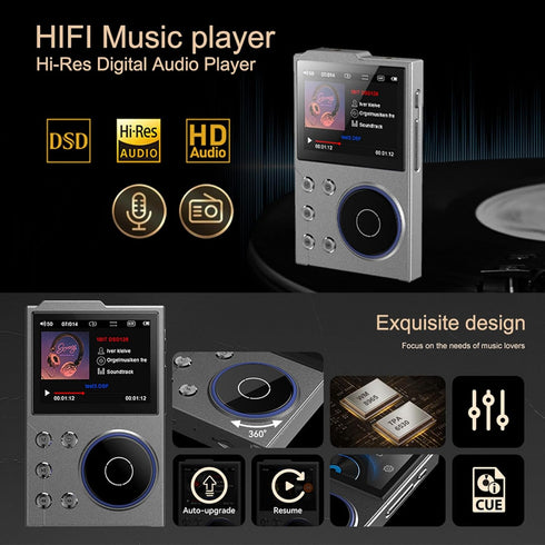 GOWENIC MP3 5.3 2.4in 128GB Player, Digital Music Player BT HiFi Sound with Color Screen, Lossless DSD FLAC HD HiFi