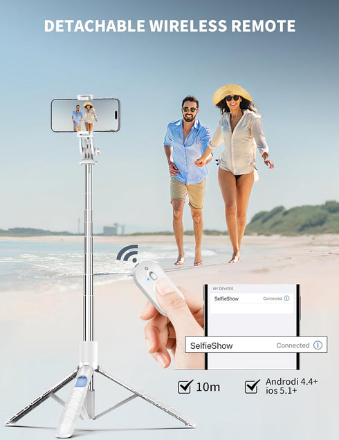 SelfieShow 71" 17/16/15/14/13 Cell Phone Selfie Stick Tripod, Smartphone Tripod Stand with Remote, Extendable Travel