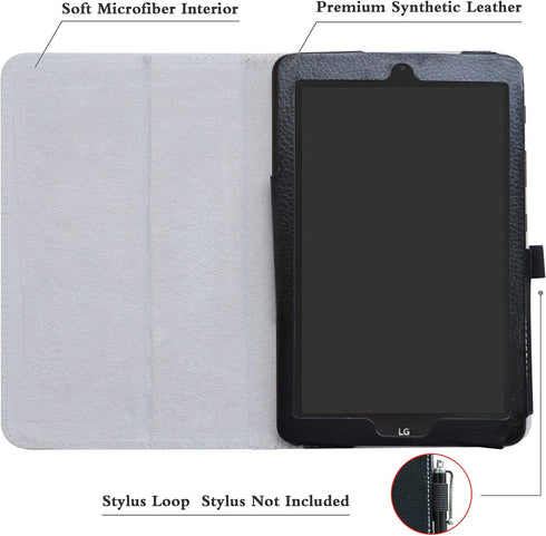 Mama Mouth Black Leather Folio Case for LG G Pad X2 8.0 Plus/Sprint G Pad F2 8.0 – 2-Folding Stand Cover