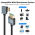8K 48Gbps 90 3FT CERRXIAN Left Angled Mini HDMI to HDMI Cable, High Speed Degree Mini HDMI to HDMI Coiled Cable Support