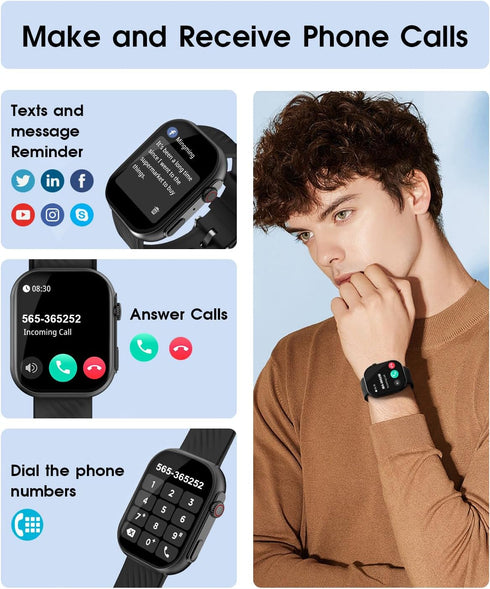 Smart Watch for Men Women (Answer/Make Call), 2.0" Fitness Tracker with 100+ Sport Modes, IP67 Waterproof