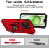 SunStory iPhone 15 Plus Case, Red with HD Screen Protector, Slide Camera Cover & Rotated Ring Kickstand, Military-Grade