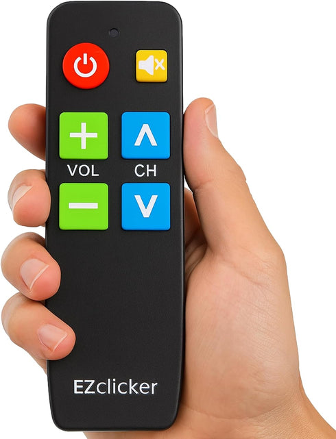EZClicker TV Remote for Seniors, Extra Simple Big Button Remote (Black) Works with