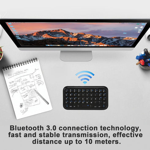 Wireless Bluetooth Keyboard, Ultra Slim Silent Mini Rechargeable Portable Pocket Keyboard, Travel Size Handheld 49 Keys