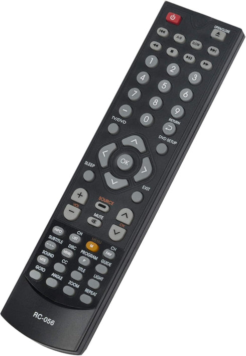 RC-056 Replacement Remote for Coby TV Models TFDVD1995S2, TFDVD1595S3, TFDVD2495, and More